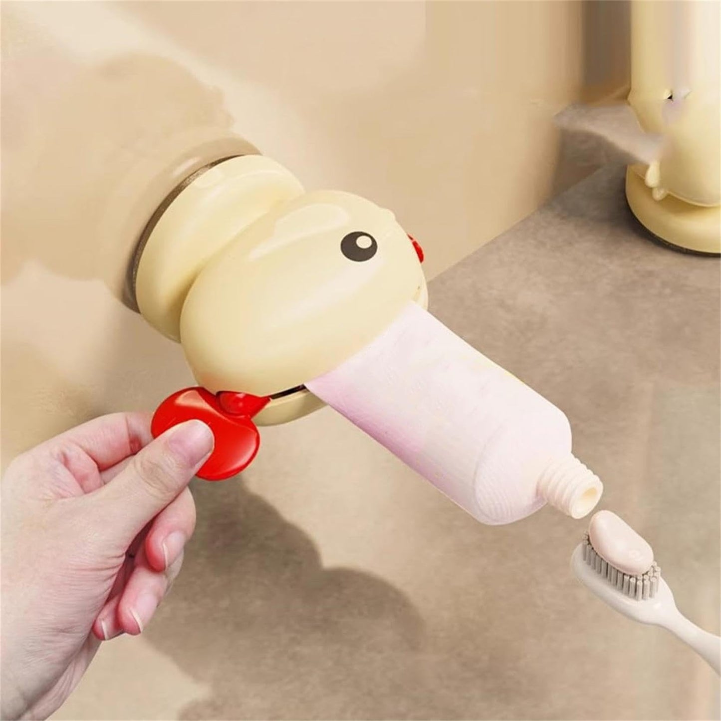 Toothpaste Squeezer - Tube Squeezer - Tube Roller - Toothpaste Holder - Tube Squeezer - Bathroom Accessories - Tube Press - Toothpaste Dispenser - Squeezer - Fish - Children - Bathroom Gadgets - Tube Key - Beige - 1 Piece - Image 4