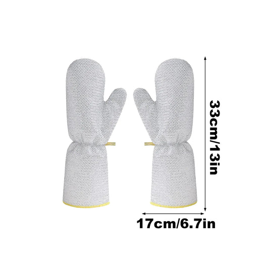 2 Pack Stainless Steel Wire Dishwashing Gloves, Scrubber Cleaning Gloves for Pots, Pans, Dishes and Kitchen Cleaning, Grey - Image 2