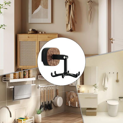 Rotating Kitchen Rack - Utensil Holder - Self-Adhesive Wall Hook - Kitchen Organizer - Rotating Hooks - Adhesive Hook No Drilling - Spatula Rack - Towel Hook - Mug Holder - Kitchen Cabinet Hanging System - Bathroom Hook - Black - 1 Piece - Image 4