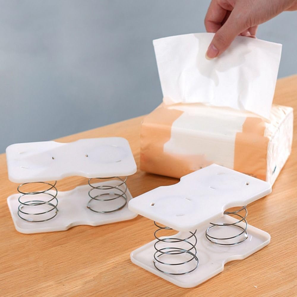 10 pcs Tissue Box Spring - Tissue Holder - Tissue Box Lift - Tissue Box Base Support - Tissue Dispenser - Spring Holder - Napkin Holder - Tissue Storage Box - Bathroom Organizer - Toilet Accessories - Kitchen Gadget - White - 1 Piece - Image 4
