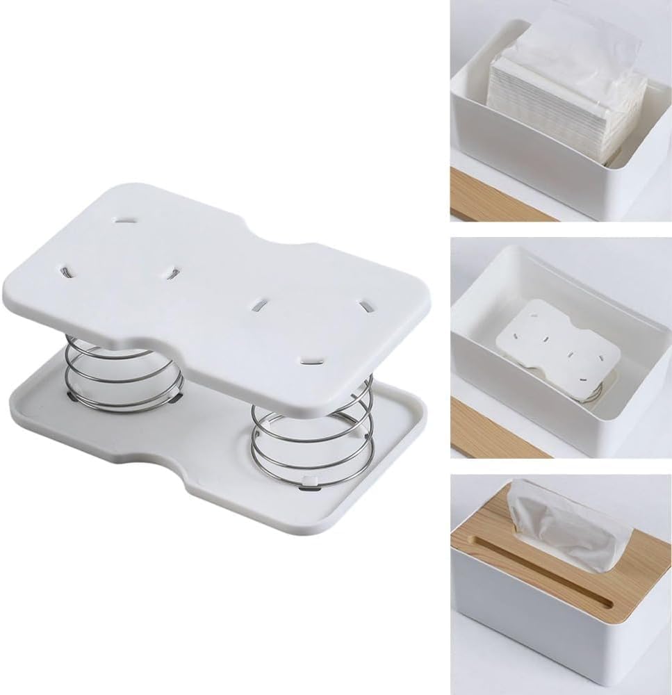 10 pcs Tissue Box Spring - Tissue Holder - Tissue Box Lift - Tissue Box Base Support - Tissue Dispenser - Spring Holder - Napkin Holder - Tissue Storage Box - Bathroom Organizer - Toilet Accessories - Kitchen Gadget - White - 1 Piece - Image 6