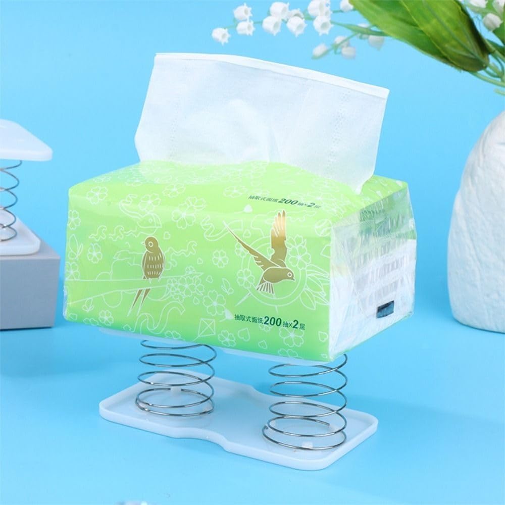 10 pcs Tissue Box Spring - Tissue Holder - Tissue Box Lift - Tissue Box Base Support - Tissue Dispenser - Spring Holder - Napkin Holder - Tissue Storage Box - Bathroom Organizer - Toilet Accessories - Kitchen Gadget - White - 1 Piece - Image 7