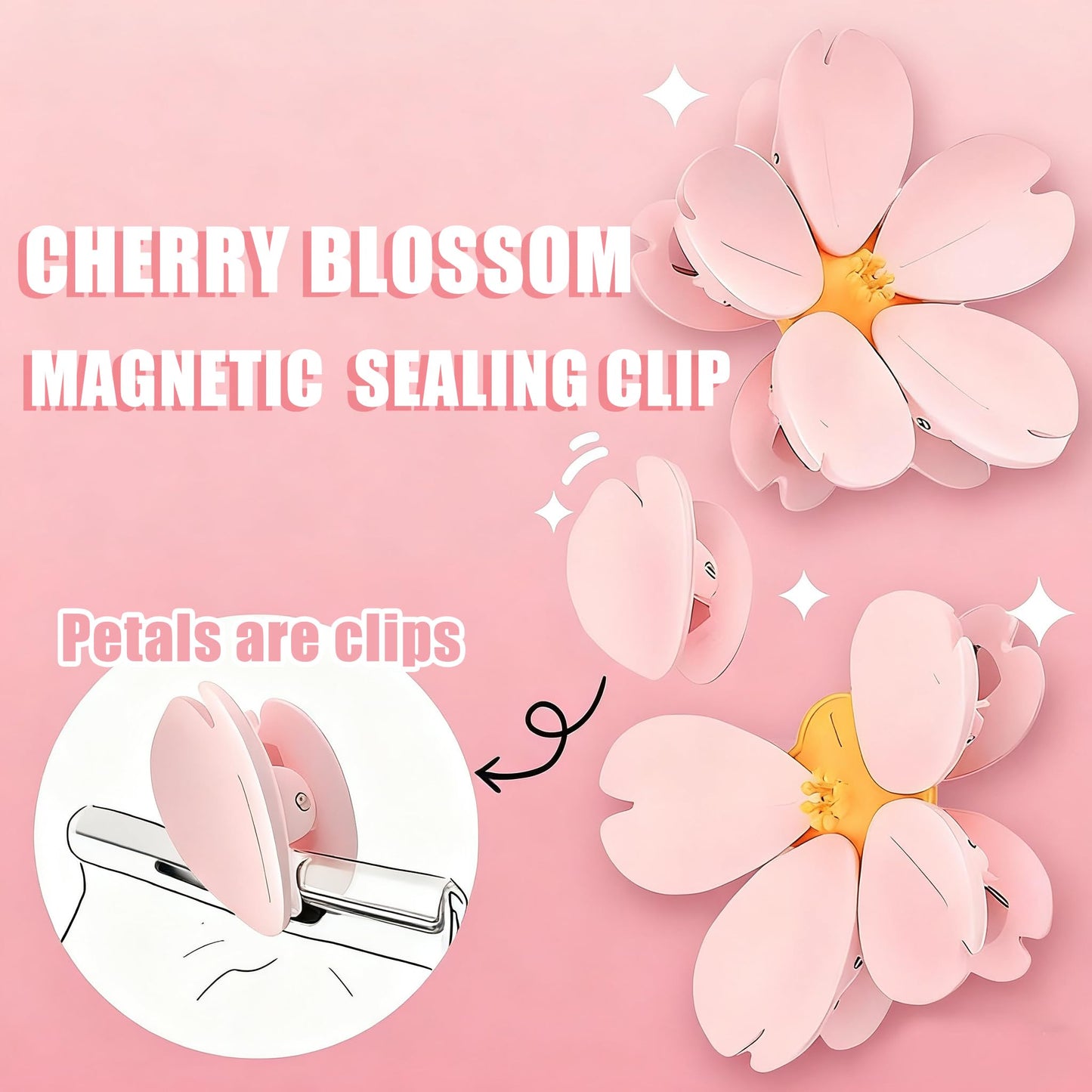 Fridge Magnets - Magnetic Clips - Cherry Blossom - Whiteboard Magnets - Closure Clips - Food Clips - Memo Holder - Flower Decoration - Kitchen Accessories - Pocket Clips - Office Supplies - Blackboard Magnets - Pink - 1 Piece - Image 2