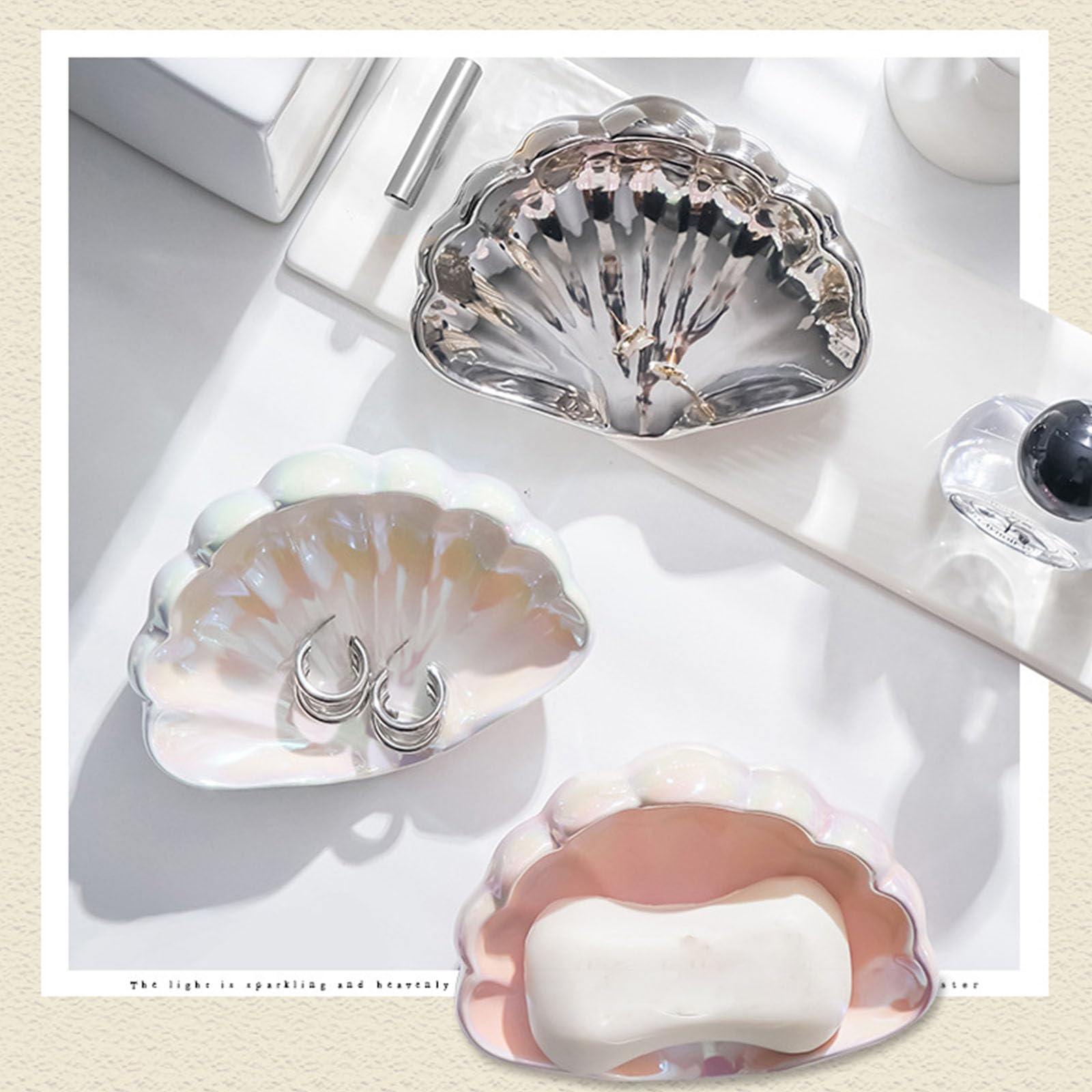 Soap Dish Shell - Soap Holder - Soap Dish - Bathroom Accessories - Jewelry Dish - Toilet Furnishings - Storage Dish - Home Decoration - Key Tray - Make Up Sponge Holder - Luxury Bathroom Interior - Gift Tip - Mother of Pearl White - 1 Piece - Image 2