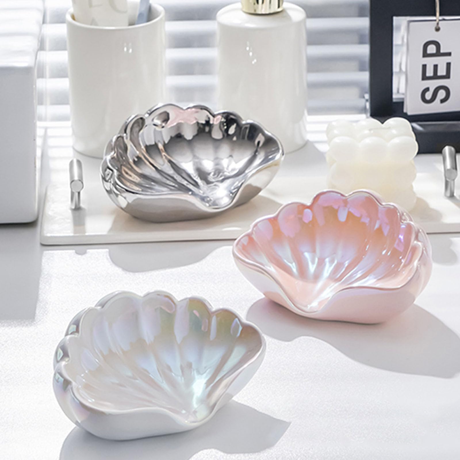 Soap Dish Shell - Soap Holder - Soap Dish - Bathroom Accessories - Jewelry Dish - Toilet Furnishings - Storage Dish - Home Decoration - Key Tray - Make Up Sponge Holder - Luxury Bathroom Interior - Gift Tip - Mother of Pearl White - 1 Piece - Image 6