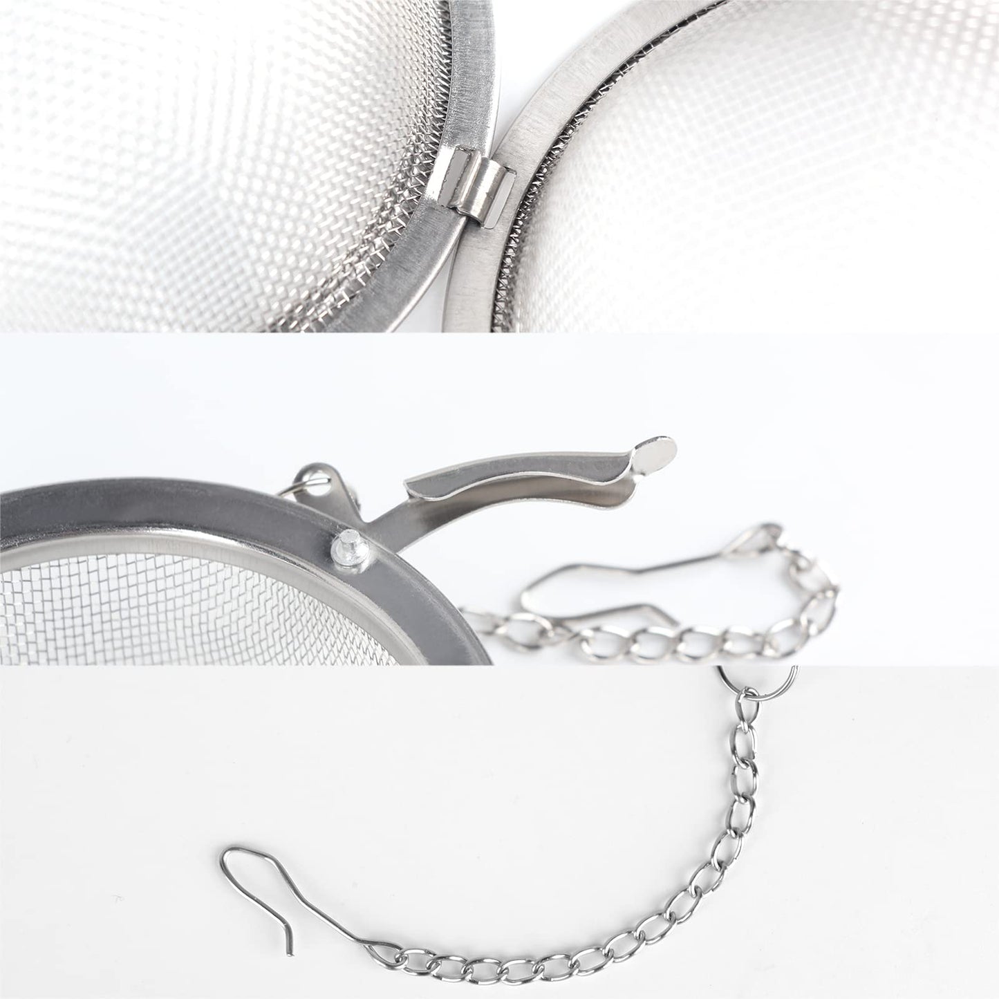 Stainless Steel Tea Egg - Loose Tea Filter - Tea Strainer - Tea Ball - Herb Ball - Spice Filter - Tea Infuser - Reusable Tea Bag - Kitchen Accessories - Gift for Tea Lover - Dishwasher Safe - Teapot Filter - Silver - 2 Pieces - Image 4