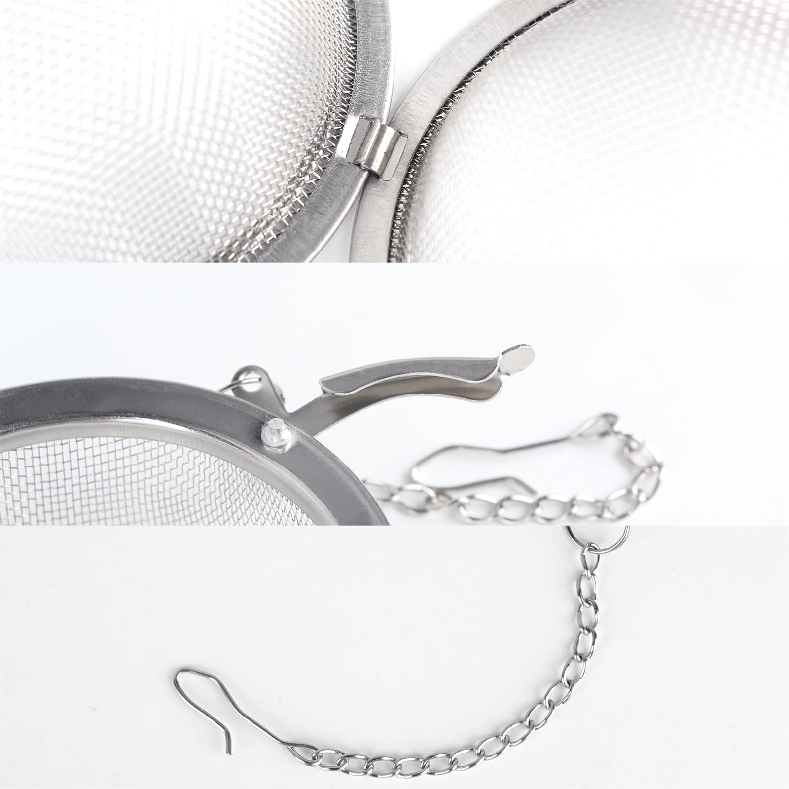 Stainless Steel Tea Egg - Loose Tea Filter - Tea Strainer - Tea Ball - Herb Ball - Spice Filter - Tea Infuser - Reusable Tea Bag - Kitchen Accessories - Gift for Tea Lover - Dishwasher Safe - Teapot Filter - Silver - 2 Pieces - Image 4