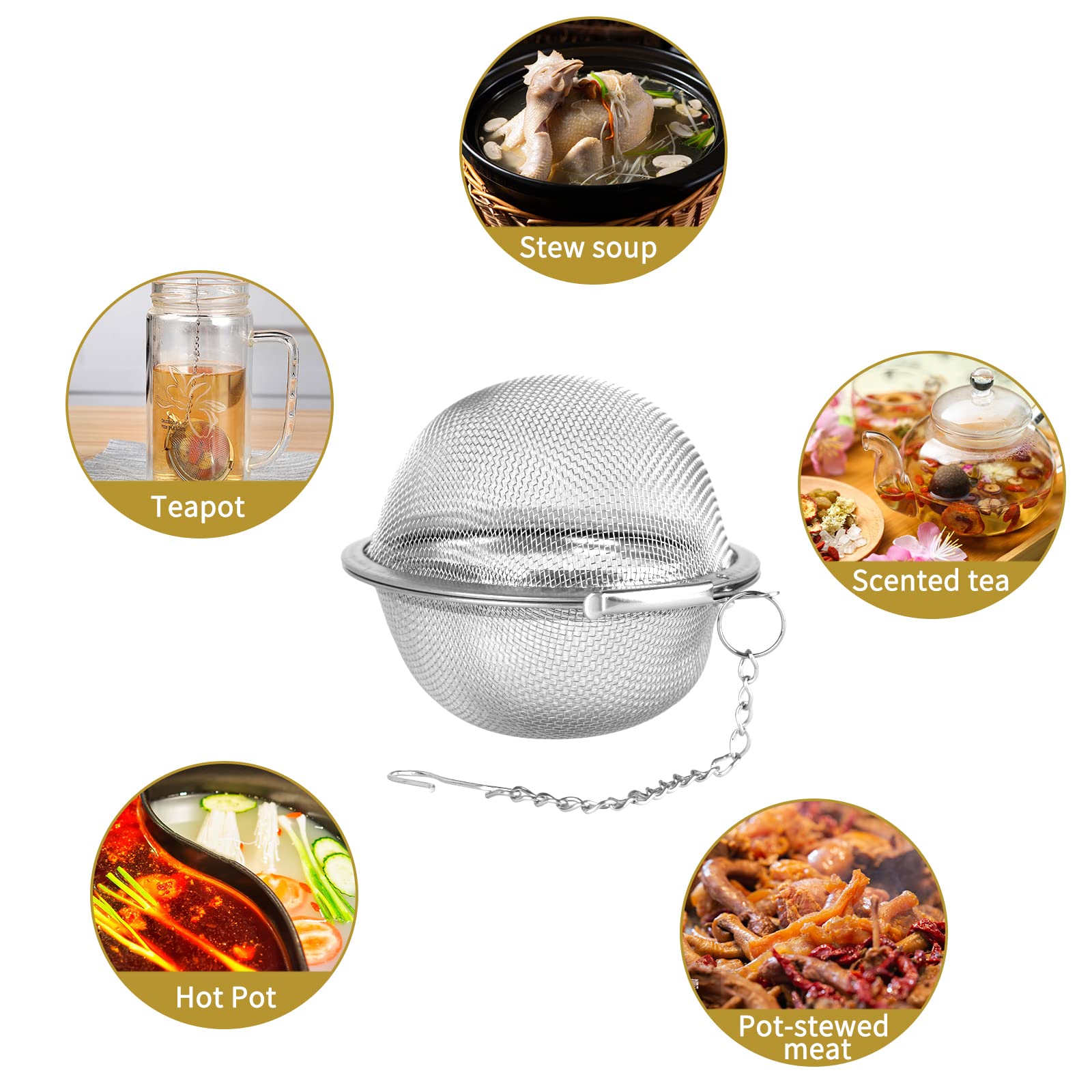 Stainless Steel Tea Egg - Loose Tea Filter - Tea Strainer - Tea Ball - Herb Ball - Spice Filter - Tea Infuser - Reusable Tea Bag - Kitchen Accessories - Gift for Tea Lover - Dishwasher Safe - Teapot Filter - Silver - 2 Pieces - Image 6