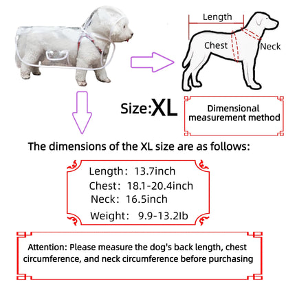 Waterproof Dog Raincoat with Hood, Transparent Lightweight Pet Rain Poncho for Walks, Wet Weather and Outdoor Use, Transparent - Image 3