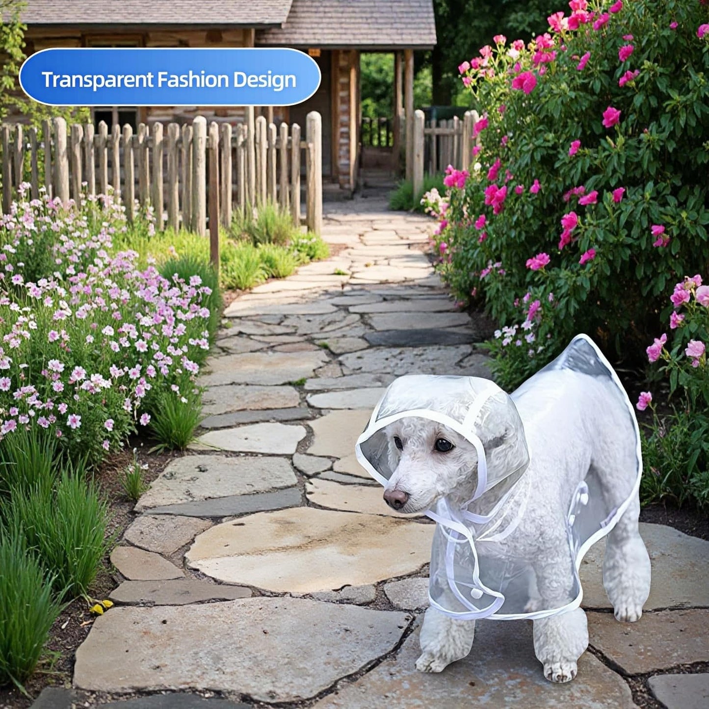 Dog Raincoat - Dog Raincoat - Waterproof Dog Coat - Transparent Rain Poncho - Dog Clothing - Rain Suit - Hooded Jacket - Dog Accessories - Walking Supplies - Dog Supplies - Outdoor Pet - Transparent - 1 Piece - Image 7