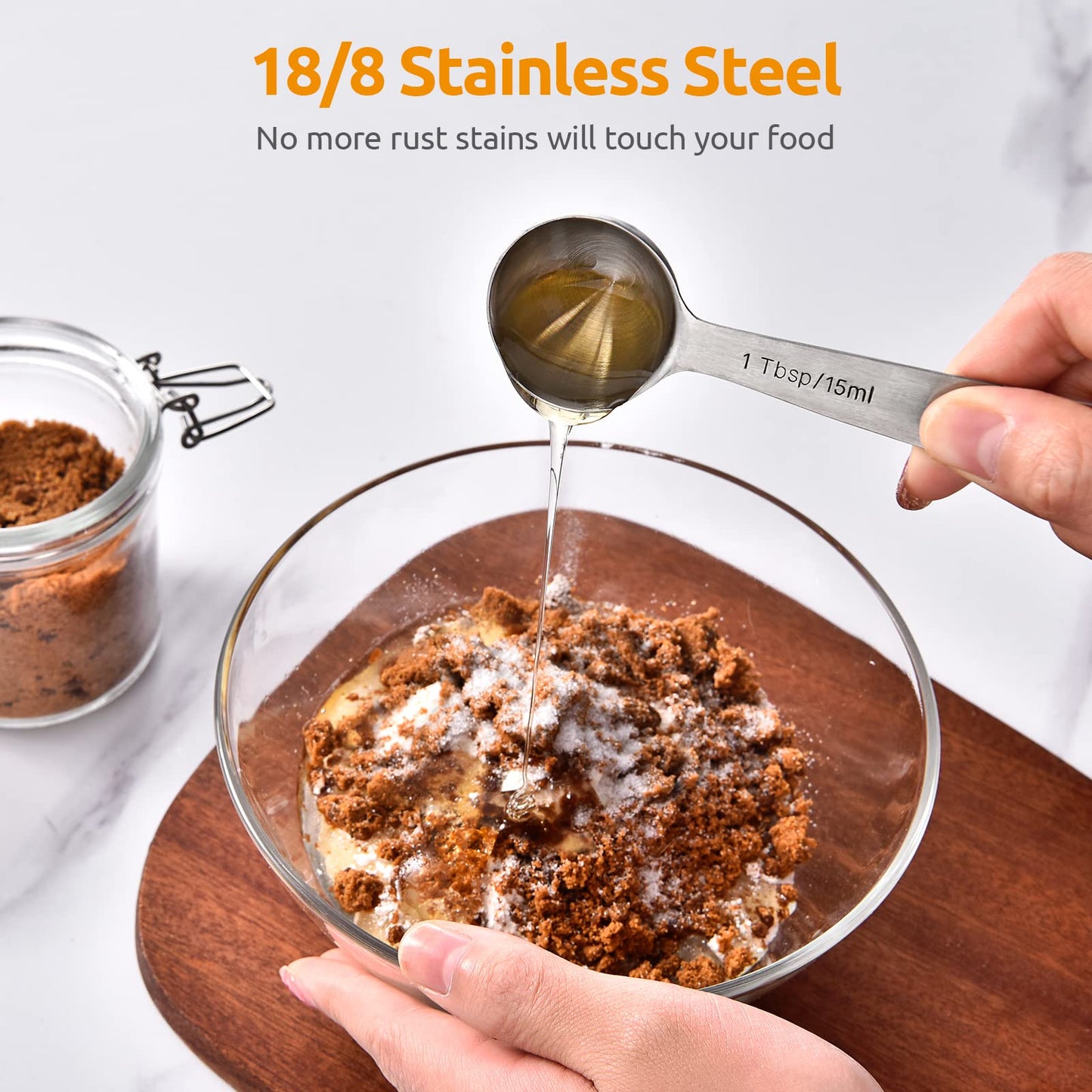 Stainless Steel Measuring Spoons - Measuring Scoop Set - Baking Tools - Kitchen Accessories - Tablespoon and Teaspoon Measure - Coffee Scoop - Stainless Steel - Cookware - Baking Supplies - Dishwasher Safe - Spice Scoops - Silver - 10 Pieces - Image 4