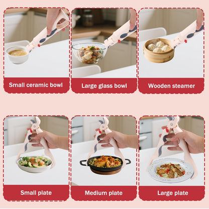 Pan Handle - Plate Tongs - Bowl Tongs - Hot Dish Gripper - Airfryer Accessories - Anti-Scorch Clip - Oven Glove Alternative - Microwave Aid - Kitchen Gadget - Heat Resistant - Anti-Slip - Pan Lifter - Beige - 2 Pieces - Image 4