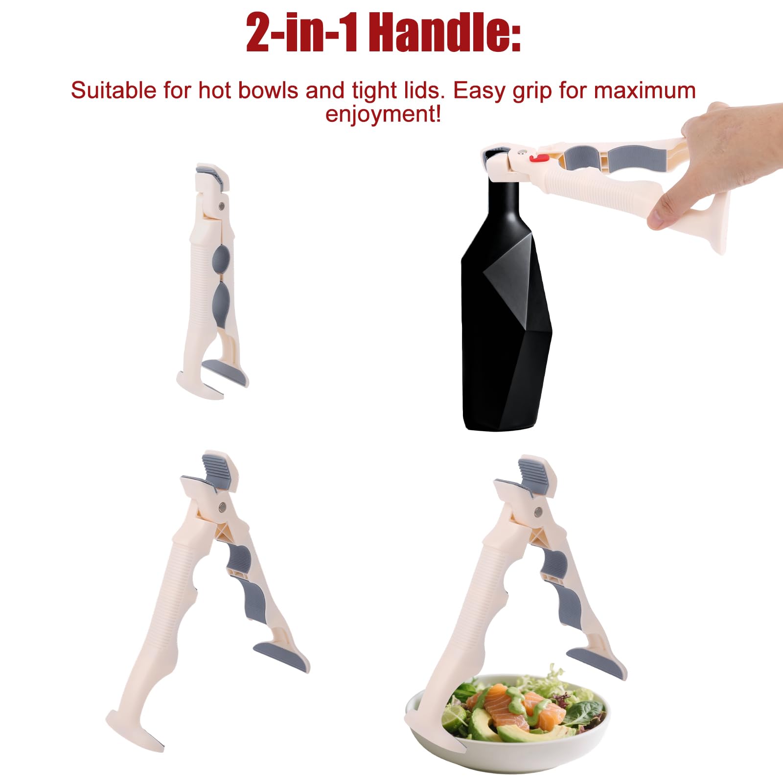 Pan Handle - Plate Tongs - Bowl Tongs - Hot Dish Gripper - Airfryer Accessories - Anti-Scorch Clip - Oven Glove Alternative - Microwave Aid - Kitchen Gadget - Heat Resistant - Anti-Slip - Pan Lifter - Beige - 2 Pieces - Image 5