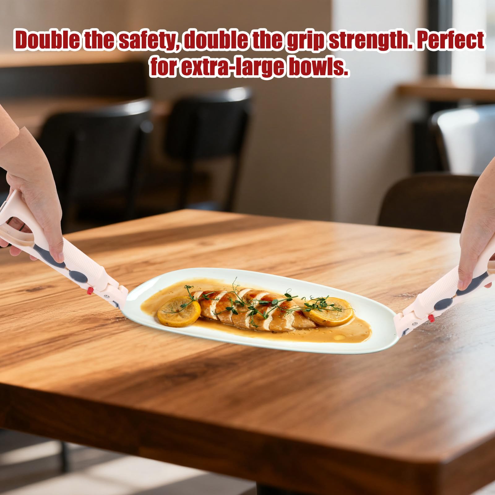 Pan Handle - Plate Tongs - Bowl Tongs - Hot Dish Gripper - Airfryer Accessories - Anti-Scorch Clip - Oven Glove Alternative - Microwave Aid - Kitchen Gadget - Heat Resistant - Anti-Slip - Pan Lifter - Beige - 2 Pieces - Image 6