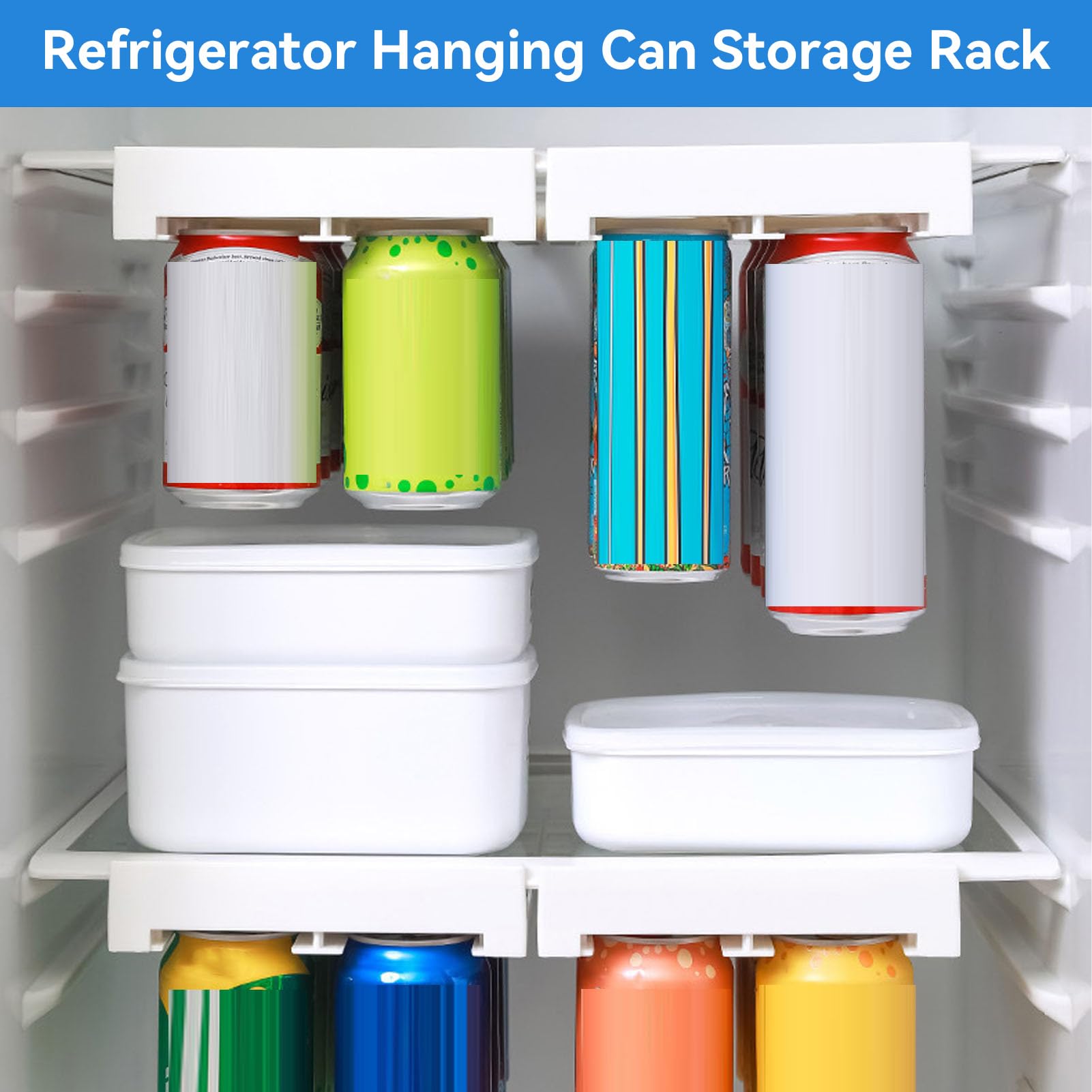 Can Holder Fridge - Fridge Organizer Hanging - Soda Can Rack - Beer Holder - Fridge Storage Rack - Hanging Drawer - Beverage Dispenser - Space Saving - Kitchen Accessories - Bottle Holder - Storage System - White - 1 Piece - Image 2