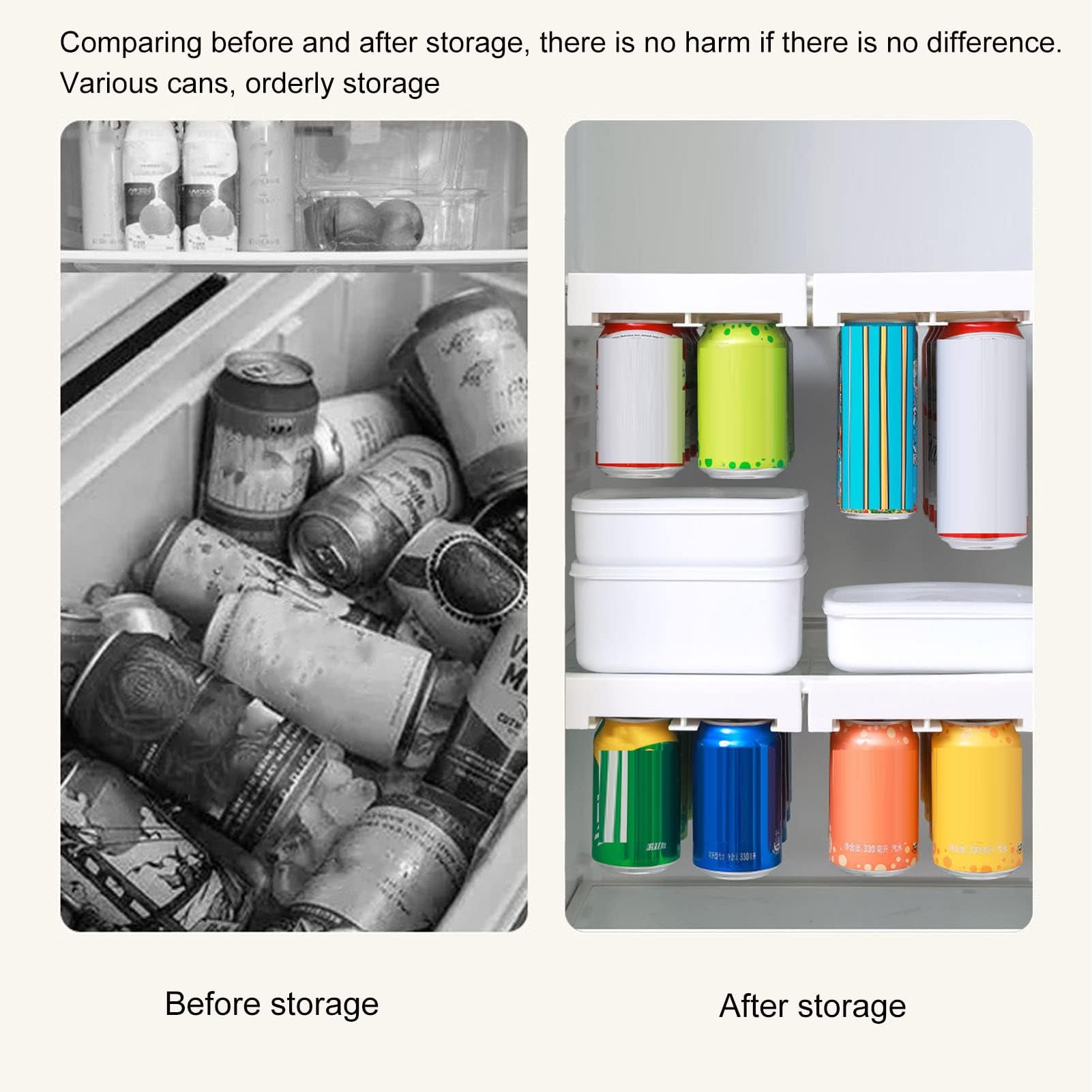 Can Holder Fridge - Fridge Organizer Hanging - Soda Can Rack - Beer Holder - Fridge Storage Rack - Hanging Drawer - Beverage Dispenser - Space Saving - Kitchen Accessories - Bottle Holder - Storage System - White - 1 Piece - Image 7