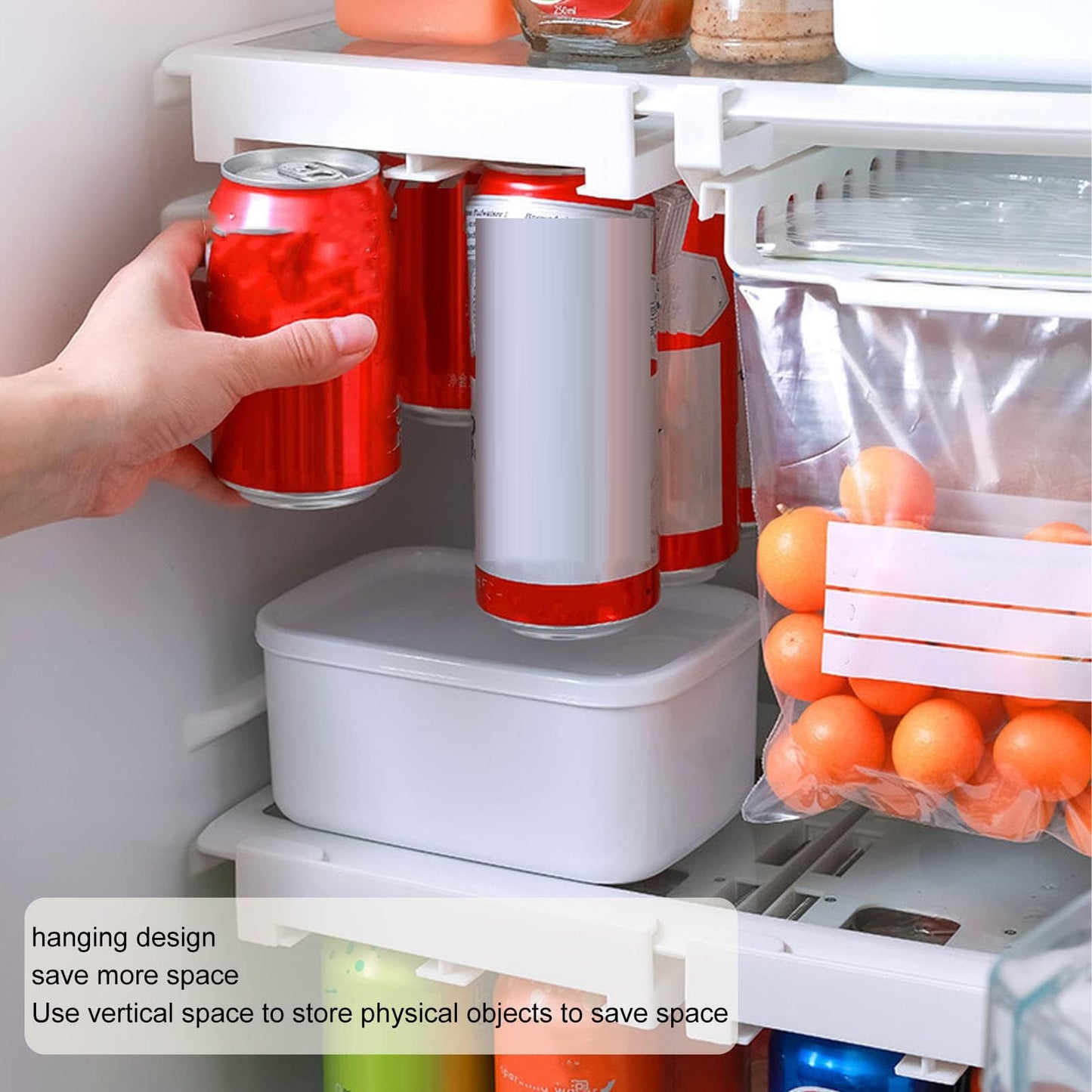 Can Holder Fridge - Fridge Organizer Hanging - Soda Can Rack - Beer Holder - Fridge Storage Rack - Hanging Drawer - Beverage Dispenser - Space Saving - Kitchen Accessories - Bottle Holder - Storage System - White - 1 Piece - Image 8