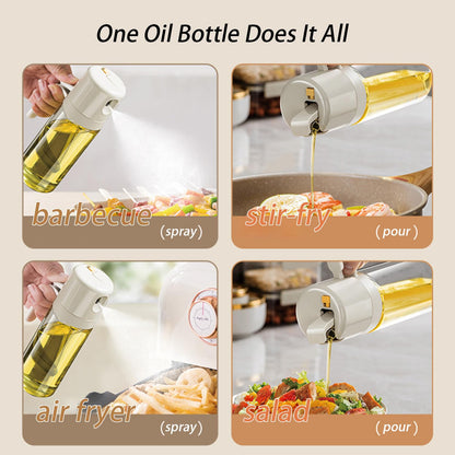 Oil Sprayer - Olive Oil Bottle - Oil Dispenser - 2 in 1 Spray and Pour - Oil Atomizer - Oil Can with Handle - Airfryer Accessories - Kitchen Gadget - Pouring Bottle - Vinegar Bottle - Dressing Shaker - Glass - Anti-Leak - White - 1 Piece - Image 5