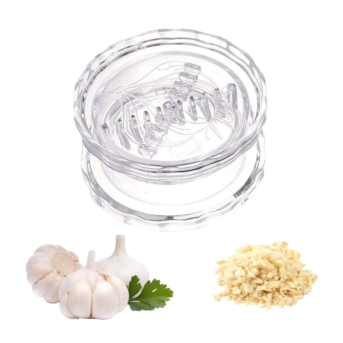 Manual Garlic Press and Ginger Grinder for Quick Food Prep, Easy-Clean Kitchen Tool for Garlic, Herbs and Spices, Transparent