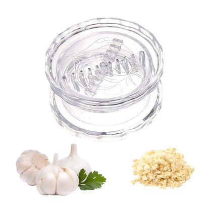 Manual Garlic Press and Ginger Grinder for Quick Food Prep, Easy-Clean Kitchen Tool for Garlic, Herbs and Spices, Transparent