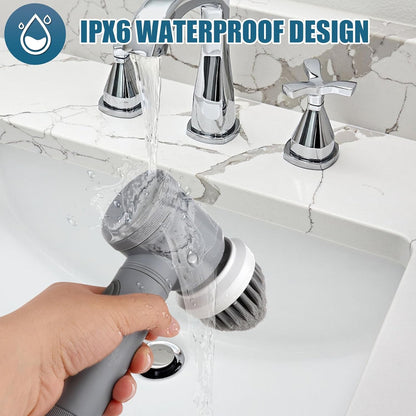 Electric Cleaning Brush - Spin Scrubber - Cordless Scrubbing Brush - Bathroom Cleaner - Power Scrubber - Tile Brush - Grout Brush - Kitchen Cleaning Tools - USB Rechargeable - Polishing Machine - With 5 Attachments - White - 1 Set - Image 5