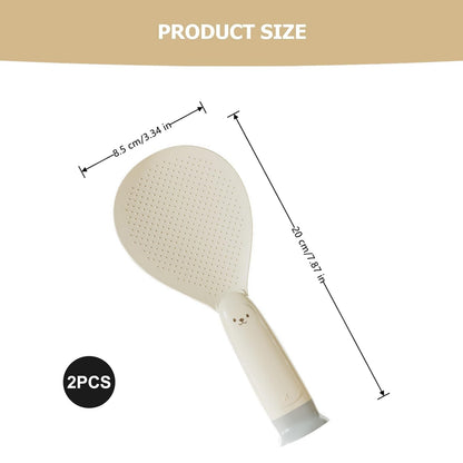 Rice Spoon - Standing Serving Spoon - Rice Scoop - Non-Stick - Rice Cooker Accessories - Potato Spoon - Kitchen Gadget - Sushi Making - Serving Cutlery - Heat Resistant - Dishwasher Safe - Kitchen Utensils - Beige - 2 Pieces - Image 2