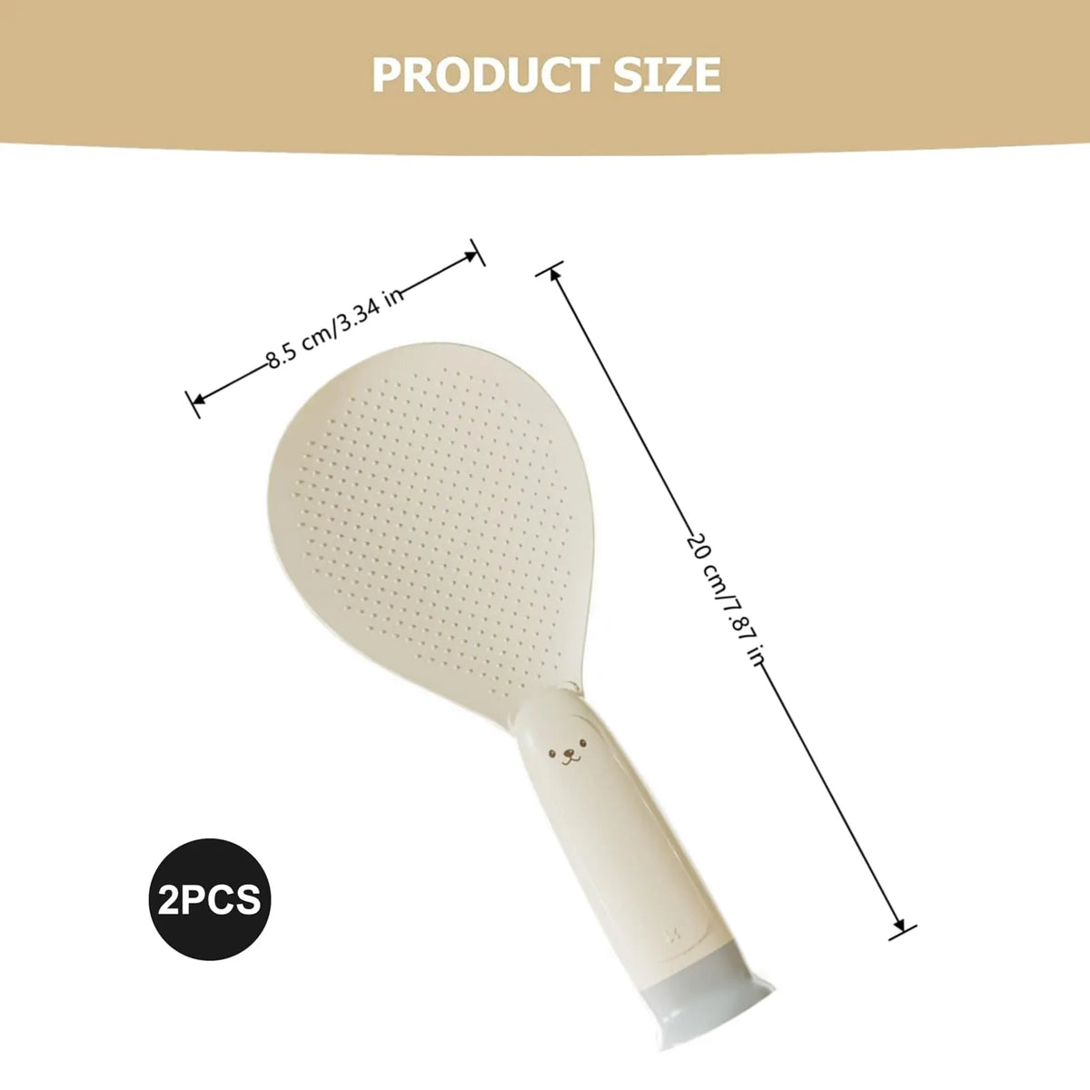 2 Pieces Non-Stick Standing Rice Spoon with Upright Handle for Rice Cookers, Sushi, Serving and Clean Kitchen Benchtops, Beige - Image 2
