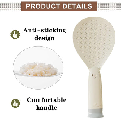Rice Spoon - Standing Serving Spoon - Rice Scoop - Non-Stick - Rice Cooker Accessories - Potato Spoon - Kitchen Gadget - Sushi Making - Serving Cutlery - Heat Resistant - Dishwasher Safe - Kitchen Utensils - Beige - 2 Pieces - Image 4