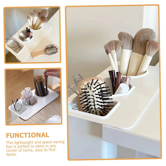 Desk Organizer - Pen Tray - Makeup Brush Holder - Desk Accessories - Pen Holder - Hanging Storage Tray - Office Supplies - Cosmetics Organizer - Space Saving - School Supplies - Table Organizer - Black - 1 Piece - Image 2