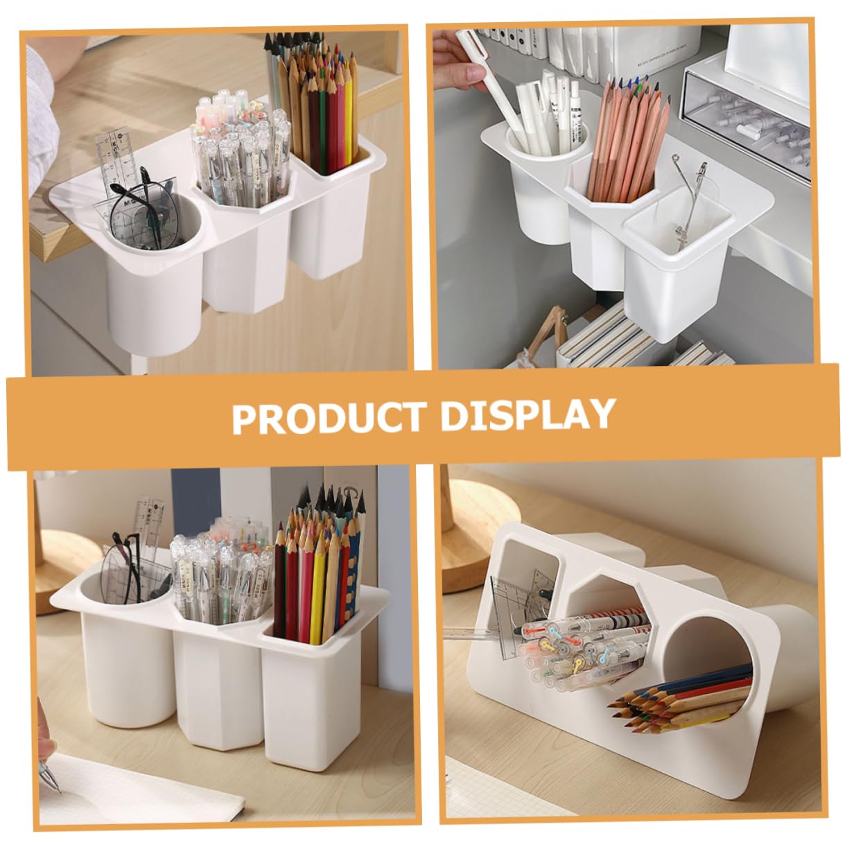 Desk Organizer - Pen Tray - Makeup Brush Holder - Desk Accessories - Pen Holder - Hanging Storage Tray - Office Supplies - Cosmetics Organizer - Space Saving - School Supplies - Table Organizer - Black - 1 Piece - Image 4