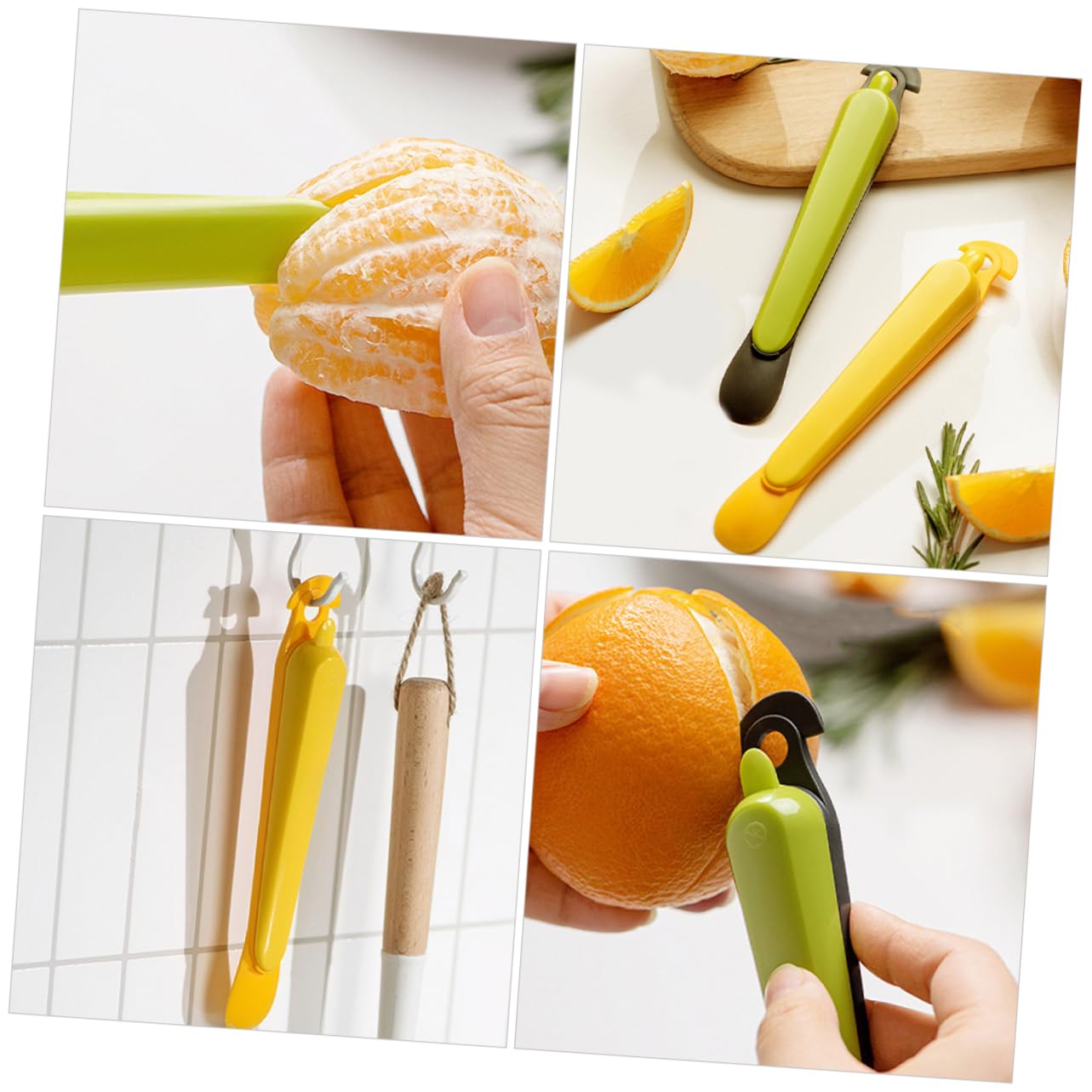 Orange Peeler - Citrus Peeler - Fruit Peeler - Kitchen Tool - Grapefruit Opener - Peel Remover - Plastic Peeling Knife - Kitchen Accessories - Citrus Fruit Tool - Handy Kitchen Utensils - Fruit Preparation - Mandarin Peeler - Yellow and Green - 2 Pieces - Image 2