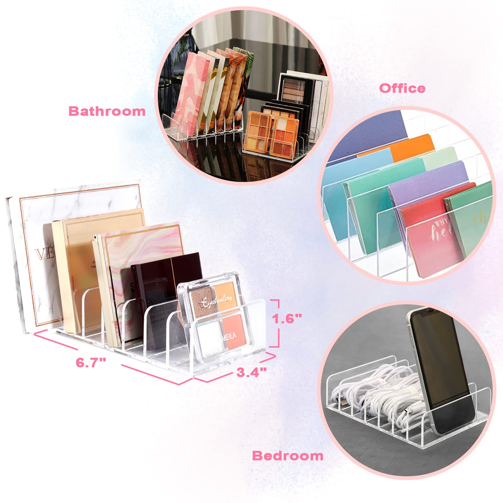 Makeup Organizer - Eyeshadow Palette Holder - Cosmetics Storage - Drawer Organizer - Letter Stand - Desk Accessories - Makeup Box - Bathroom Storage System - Sorting Tray - Acrylic Holder - Transparent - 1 Piece - Image 2