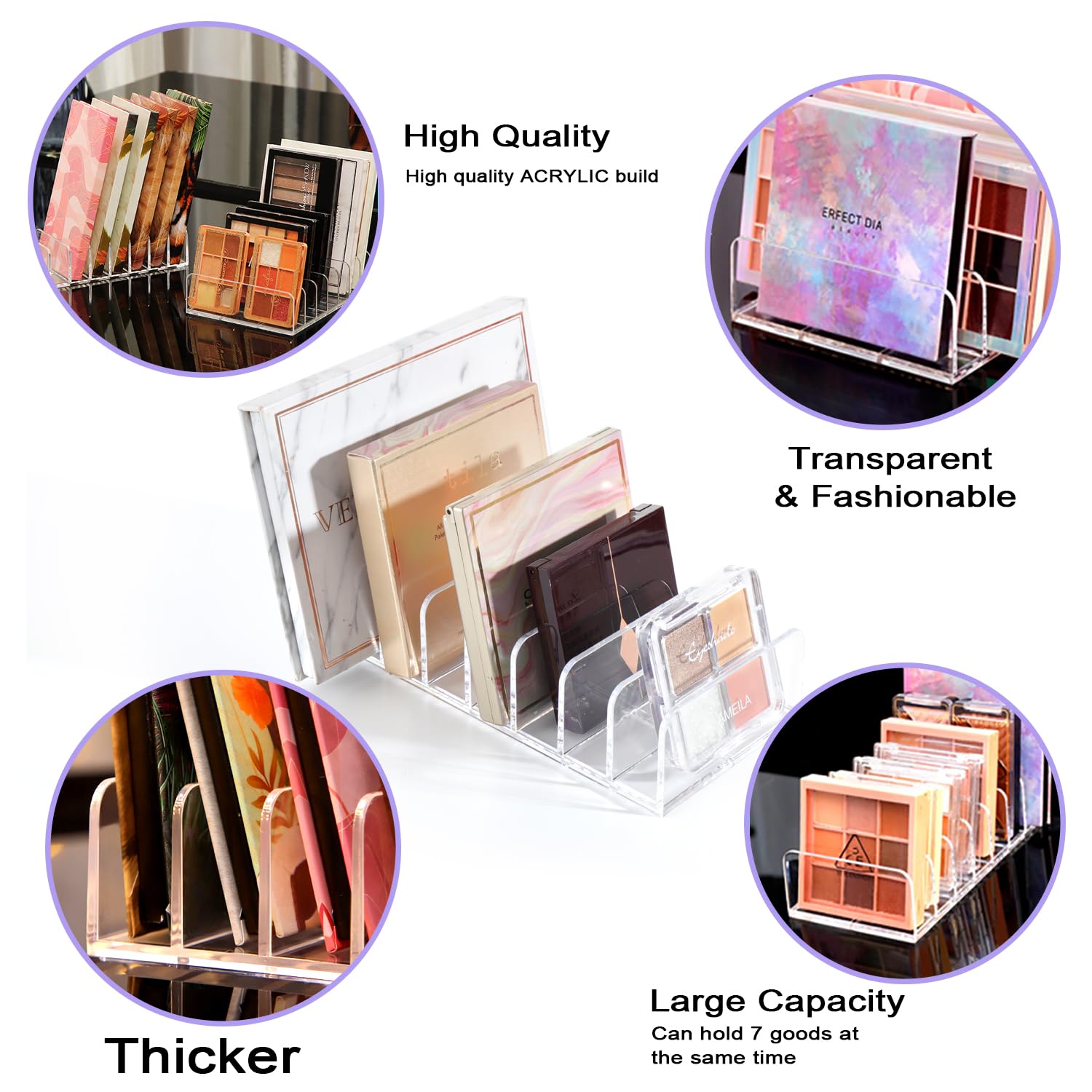 Makeup Organizer - Eyeshadow Palette Holder - Cosmetics Storage - Drawer Organizer - Letter Stand - Desk Accessories - Makeup Box - Bathroom Storage System - Sorting Tray - Acrylic Holder - Transparent - 1 Piece - Image 3