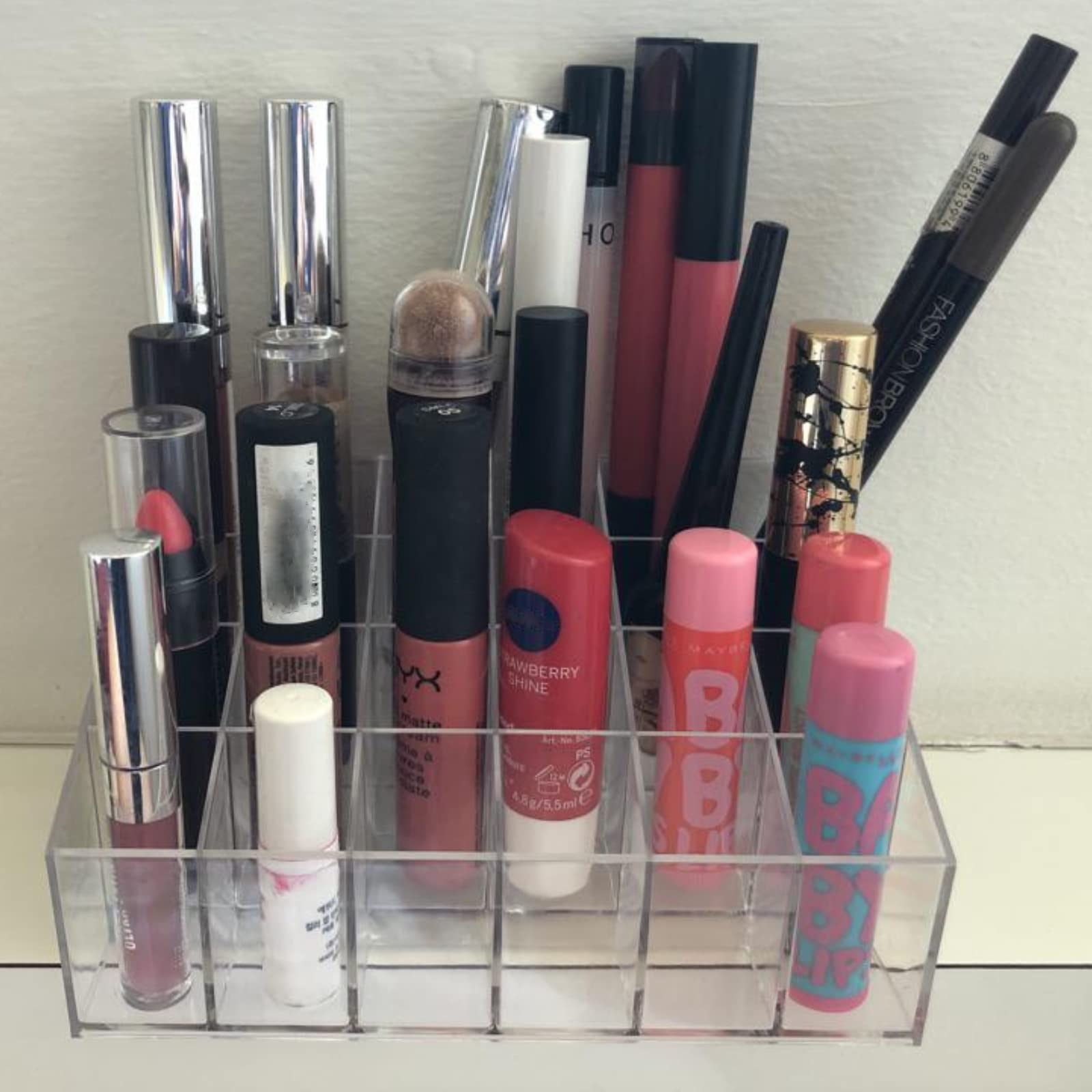 Makeup Organizer - Lipstick Holder - Cosmetics Storage - Nail Polish Display - Drawer Organizer - Lip Gloss Holder - Bathroom Accessories - Acrylic Holder - Essential Oil Rack - Mascara Storage Box - Sorting Tray - Transparent - 1 Piece - Image 3