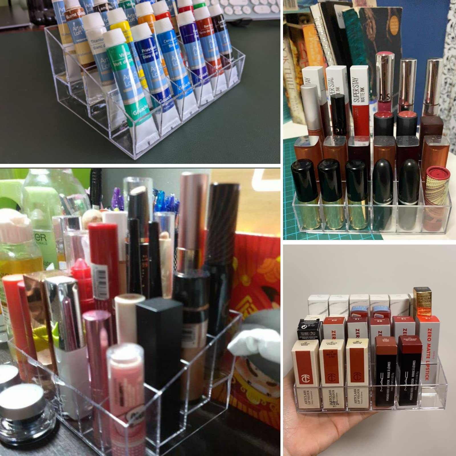 Makeup Organizer - Lipstick Holder - Cosmetics Storage - Nail Polish Display - Drawer Organizer - Lip Gloss Holder - Bathroom Accessories - Acrylic Holder - Essential Oil Rack - Mascara Storage Box - Sorting Tray - Transparent - 1 Piece - Image 5