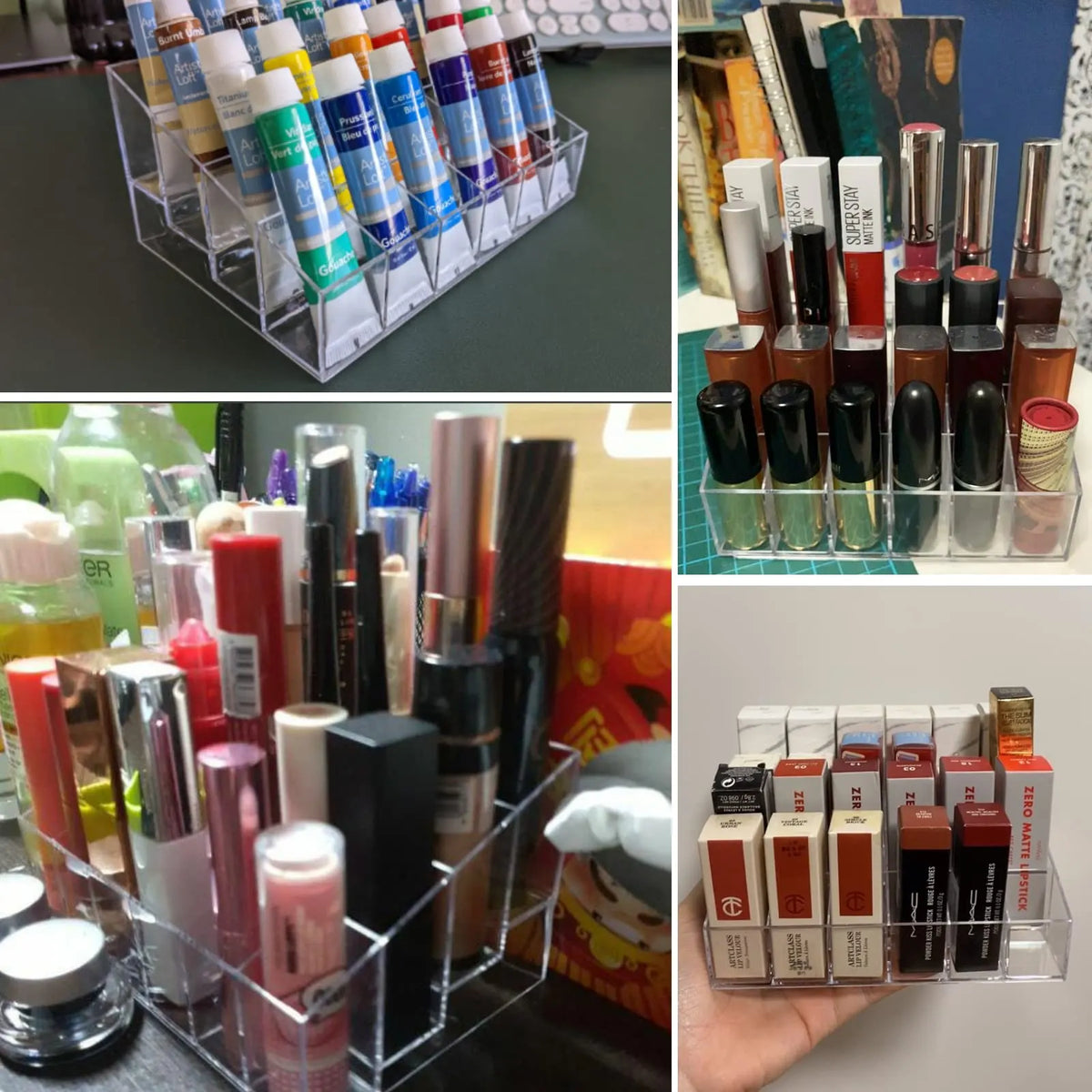 Makeup Organizer - Lipstick Holder - Cosmetics Storage - Nail Polish Display - Drawer Organizer - Lip Gloss Holder - Bathroom Accessories - Acrylic Holder - Essential Oil Rack - Mascara Storage Box - Sorting Tray - Transparent - 1 Piece - Image 5