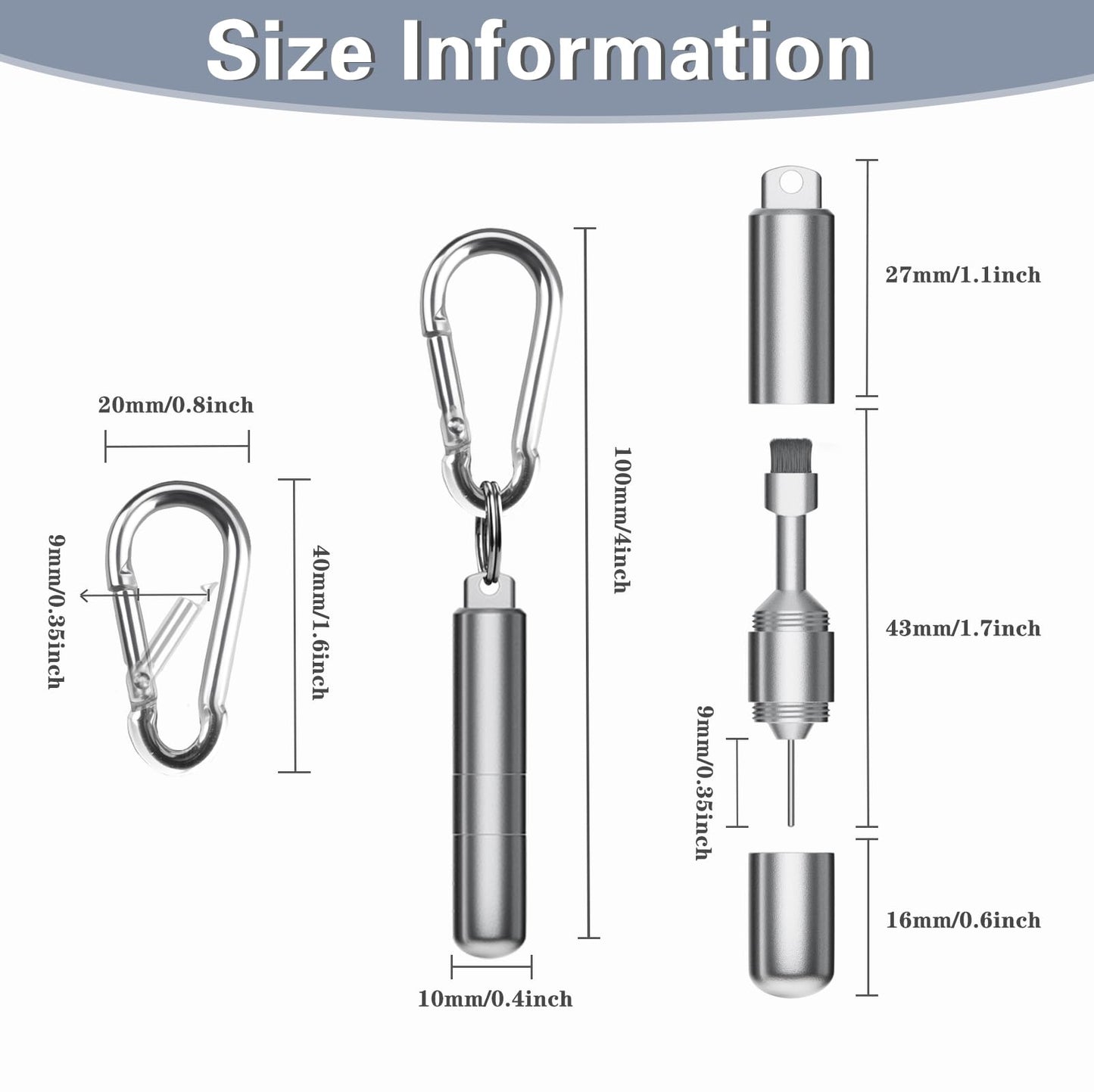 SIM card ejector—Earphone cleaning pen—Keychain cleaner—Mobile phone earphone cleaner—Bluetooth cleaner—Earbud cases—SIM card ejector—SIM eject pin—2-in-1 EDC eject pin reset tool (without carabiner) - Image 4