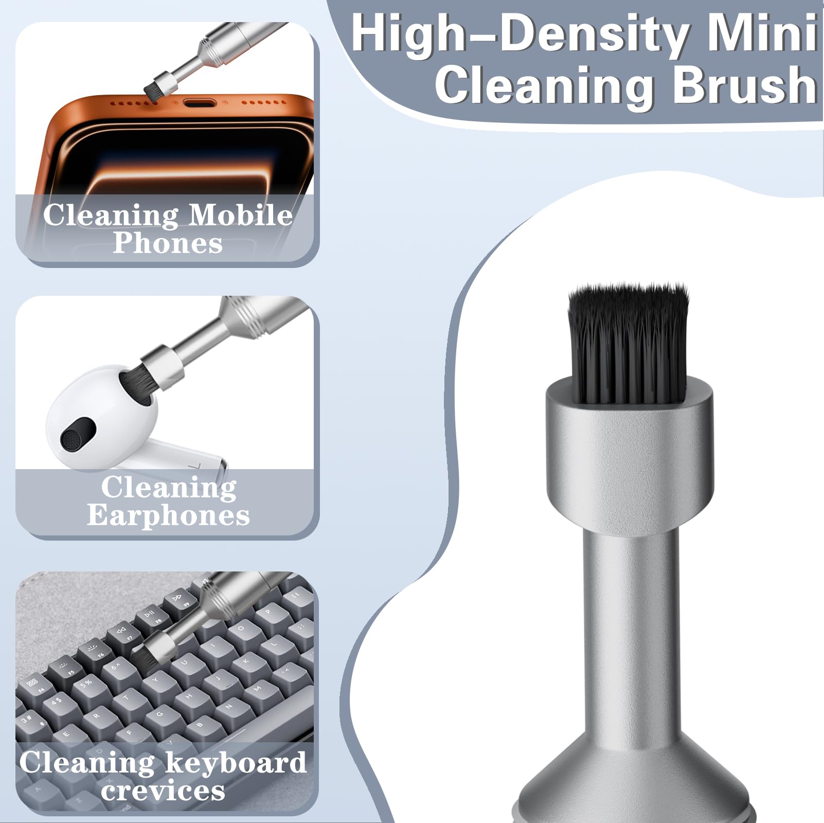 SIM card ejector—Earphone cleaning pen—Keychain cleaner—Mobile phone earphone cleaner—Bluetooth cleaner—Earbud cases—SIM card ejector—SIM eject pin—2-in-1 EDC eject pin reset tool (without carabiner) - Image 7