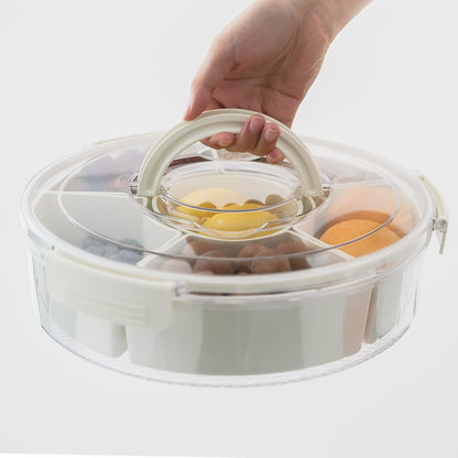 Rotating Fruit Platter—Airtight, Moisture-Proof Dried Fruit Platter—Portable Fruit Platter—Round Fruit Platter—Snack Box with Lid—Snack Box with Compartments—Fruit Platter—Snack Box—Rotating Snack Rack—Refrigerator-Safe—White—1 - Image 3