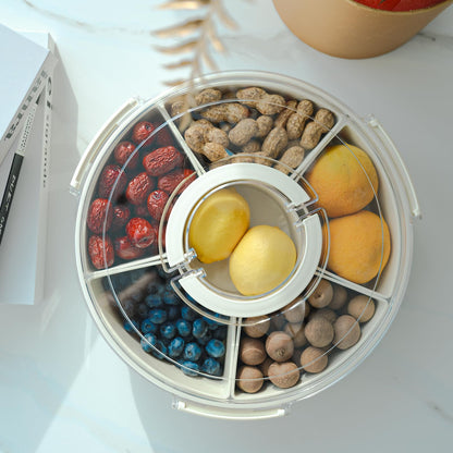 Rotating Fruit Platter—Airtight, Moisture-Proof Dried Fruit Platter—Portable Fruit Platter—Round Fruit Platter—Snack Box with Lid—Snack Box with Compartments—Fruit Platter—Snack Box—Rotating Snack Rack—Refrigerator-Safe—White—1 - Image 4
