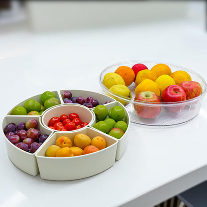 Rotating Fruit Platter—Airtight, Moisture-Proof Dried Fruit Platter—Portable Fruit Platter—Round Fruit Platter—Snack Box with Lid—Snack Box with Compartments—Fruit Platter—Snack Box—Rotating Snack Rack—Refrigerator-Safe—White—1 - Image 5