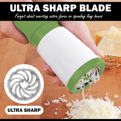 Cheese Mill - Cheese Grater - Parmesan Grater - Herb Mill - Manual Grater - Nut Grinder - Chocolate Grater - Kitchen Aid - Rotating Grater - Kitchen Utensils - Stainless Steel Blades - Hard Cheese Mill - Dishwasher Safe - White and Green - 1 Piece - Image 6