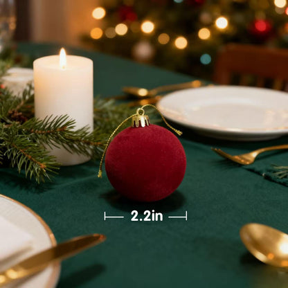 Christmas Ball Set - Velvet Christmas Balls - Unbreakable Christmas Decorations - Velvet Pendants - Christmas Tree Decorations - Luxury Christmas Decorations - Christmas Tree Pendants - Plastic Balls - Atmospheric Decoration - Christmas Ornaments - Dark R - Image 6