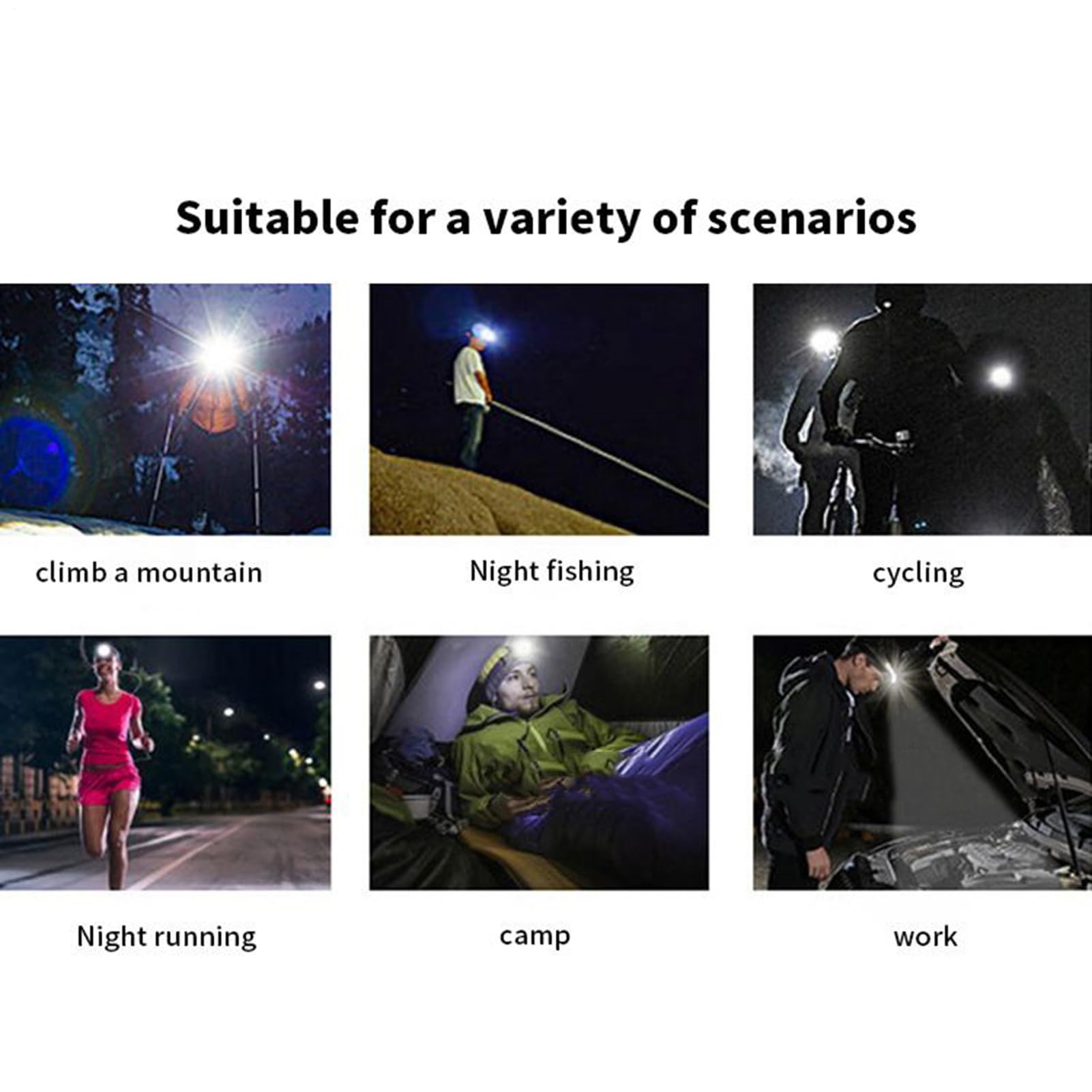 Rechargeable LED Headlamp - Safety Glasses with Light - Reading Lamp - Flashlight - Work Glasses - Walking Light Running - DIY Gift for Men - Glasses with Light - Night Glasses - Camping Lamp - Fishing - USB Rechargeable Headlamp - Black - 1 Piece - Image 5