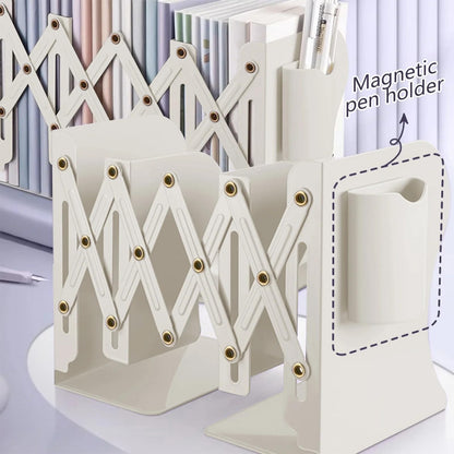 Bookend - Desk Organizer - Book Rack - Book Stand - Book Holder - Office - School Supplies - Magazine Rack - Desk Accessories - Metal Bookends - Office Supplies - Extendable - White - 1 Piece - Image 4