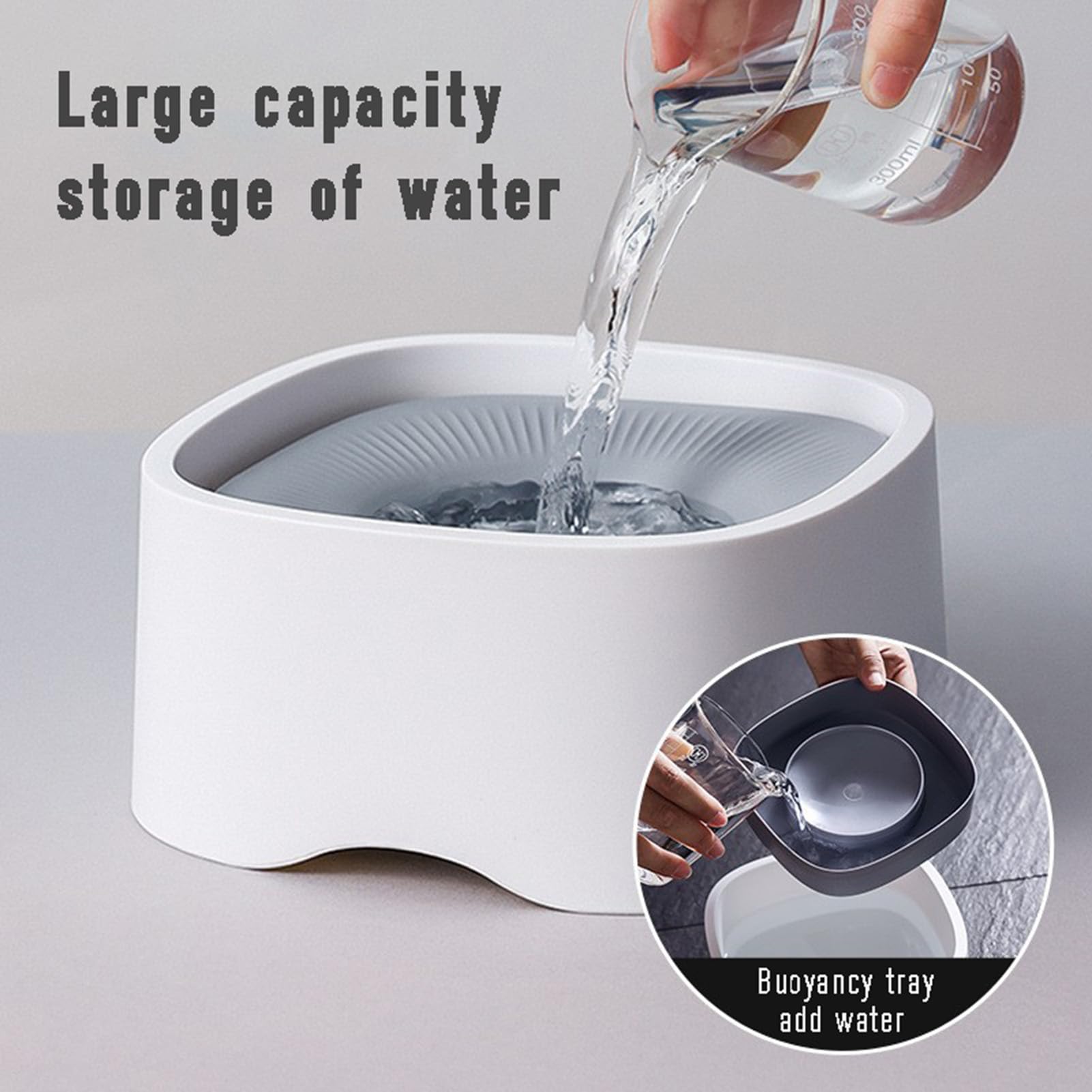 Dog Drinking Bowl - Cat Water Bowl - Anti-Spill Drinking Bowl - Dog Accessories - Anti-Spill - Splash-Proof - Floating Bowl - Travel Drinking Bowl - For Car - Cats - Puppy - Water Dispenser - Pet Gift - Anti-Slobber - Square - Gray - 1 Piece - Image 4