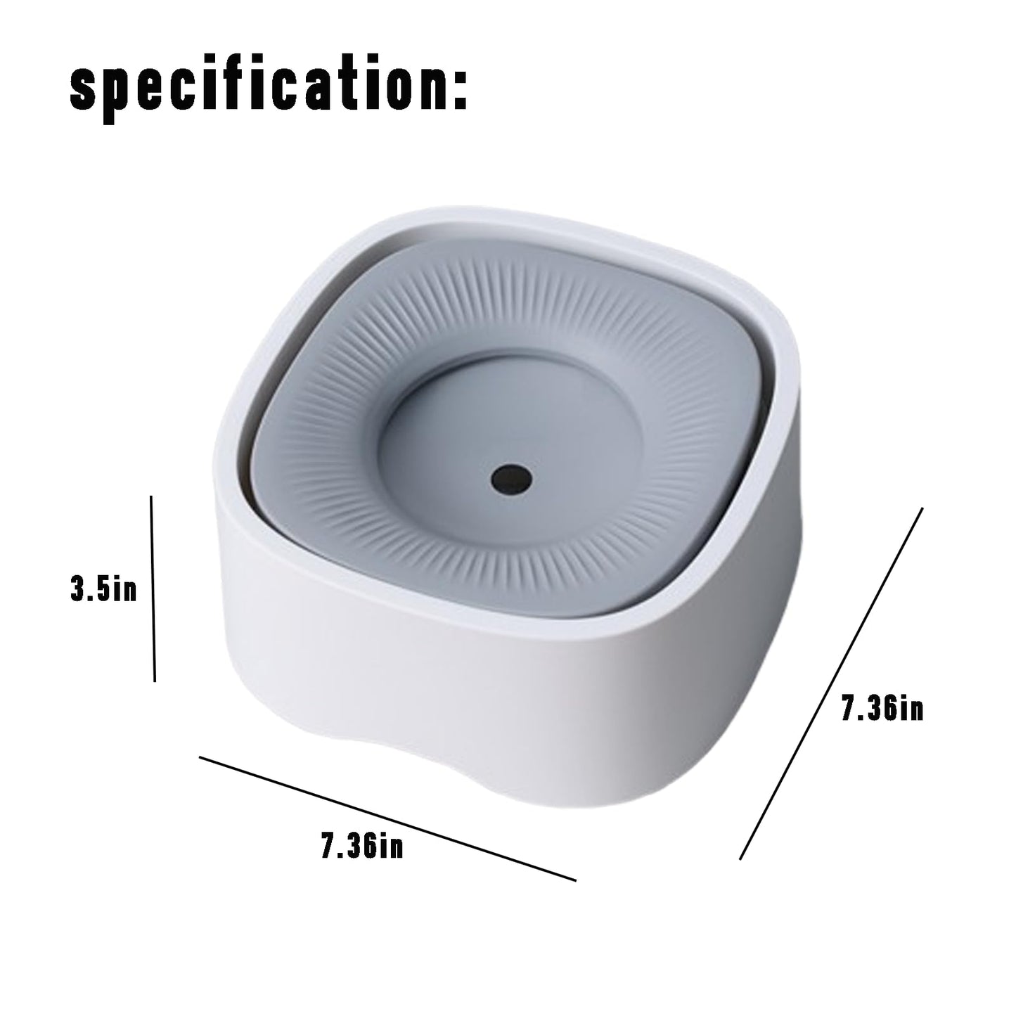 Dog Drinking Bowl - Cat Water Bowl - Anti-Spill Drinking Bowl - Dog Accessories - Anti-Spill - Splash-Proof - Floating Bowl - Travel Drinking Bowl - For Car - Cats - Puppy - Water Dispenser - Pet Gift - Anti-Slobber - Square - Gray - 1 Piece - Image 6