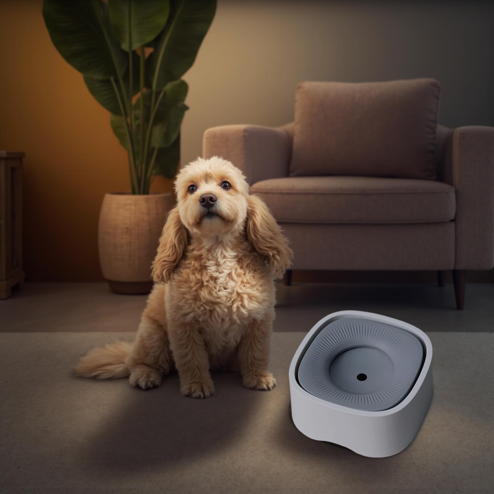Dog Drinking Bowl - Cat Water Bowl - Anti-Spill Drinking Bowl - Dog Accessories - Anti-Spill - Splash-Proof - Floating Bowl - Travel Drinking Bowl - For Car - Cats - Puppy - Water Dispenser - Pet Gift - Anti-Slobber - Square - Gray - 1 Piece - Image 7