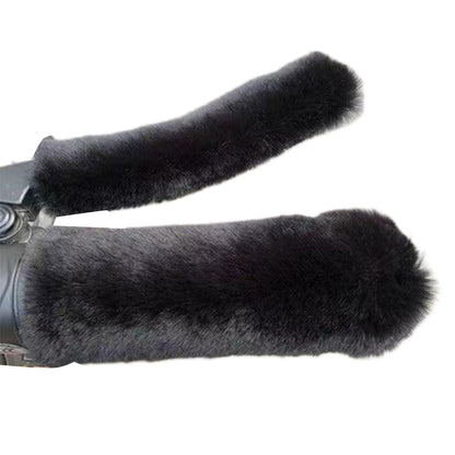 Handlebar Muffs - Hand Warmers - Motorcycle Accessories - Scooter Accessories - Handles - Brake Lever Protection - Winter - Moped - Bicycle Handlebars - Plush - Gift for Men - Soft Grip - Universal - Black - 2 Pieces
