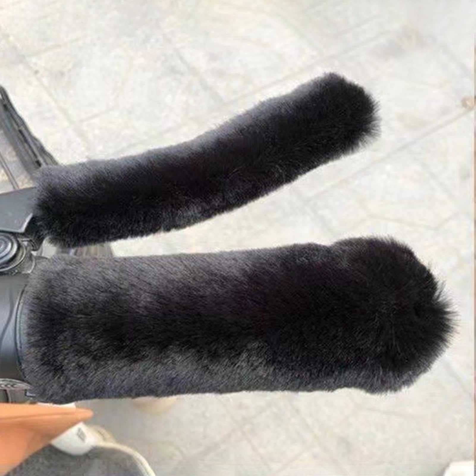 Handlebar Muffs - Hand Warmers - Motorcycle Accessories - Scooter Accessories - Handles - Brake Lever Protection - Winter - Moped - Bicycle Handlebars - Plush - Gift for Men - Soft Grip - Universal - Black - 2 Pieces - Image 5